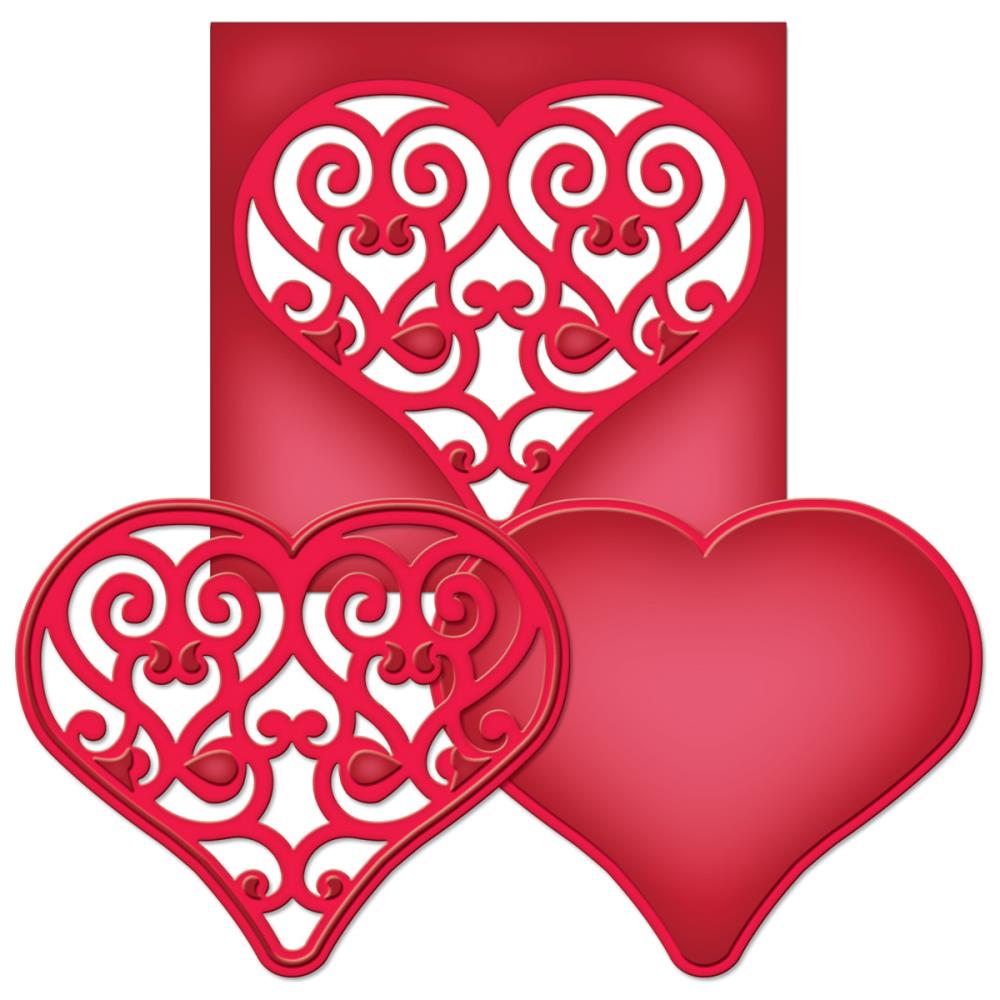 Ножи для вырубки Spellbinders Die D-Lites "Сердечко с завитками"