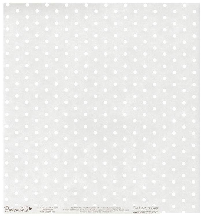 Веллум с глиттером (блёстками) Docraft "Белый горошек"