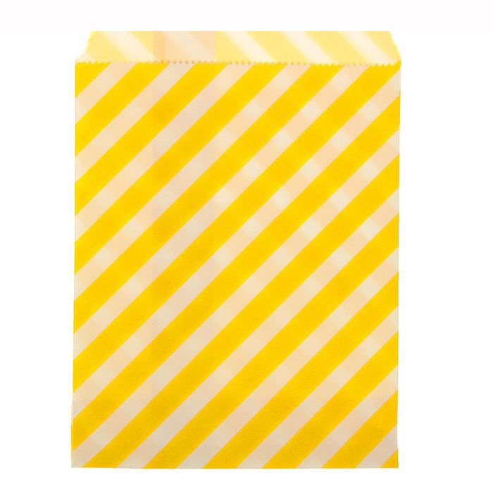 Бумажный пакет 12 х 17 см "Полоска", цвет жёлтый