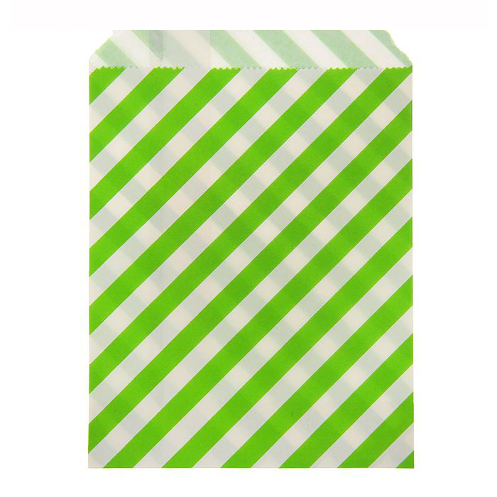 Бумажный пакет 12 х 17 см "Полоска", цвет зелёный