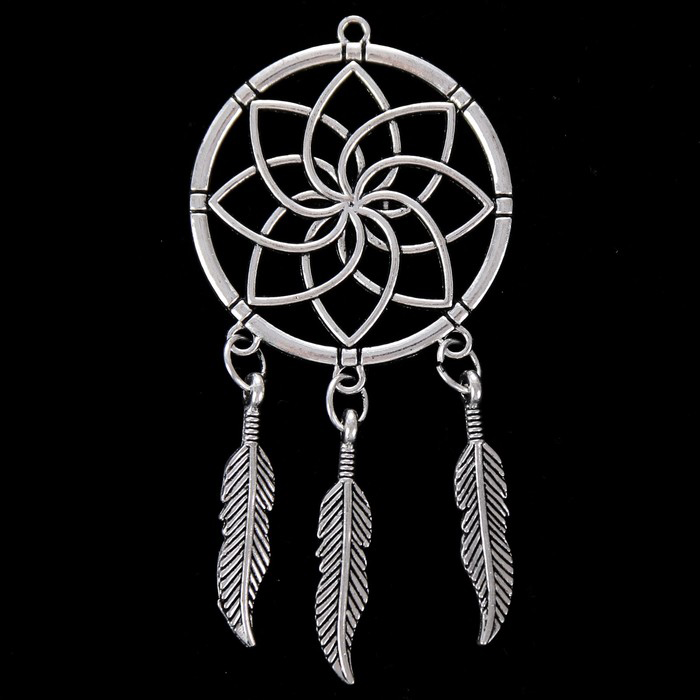 Подвеска металлическая "Ловец снов", серебряный (633)