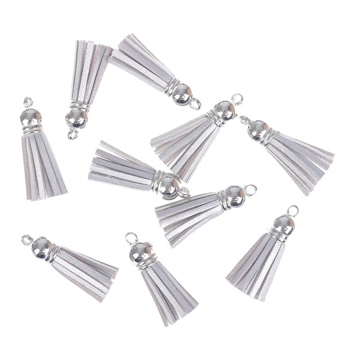 Кисточка замшевая декоративная, цвет серебряный (635)