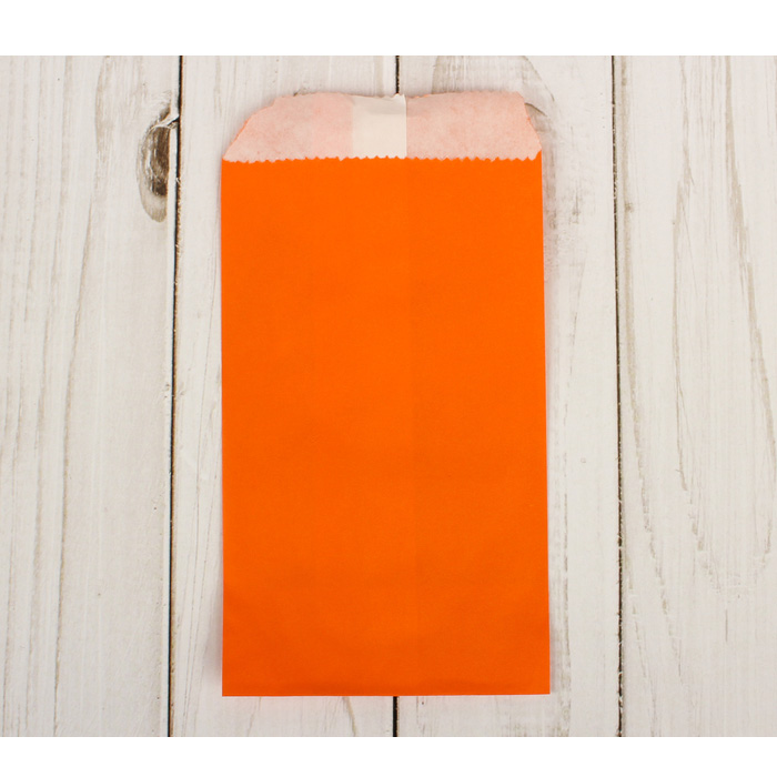 Бумажный пакет 8 х 15 см , цвет оранжевый