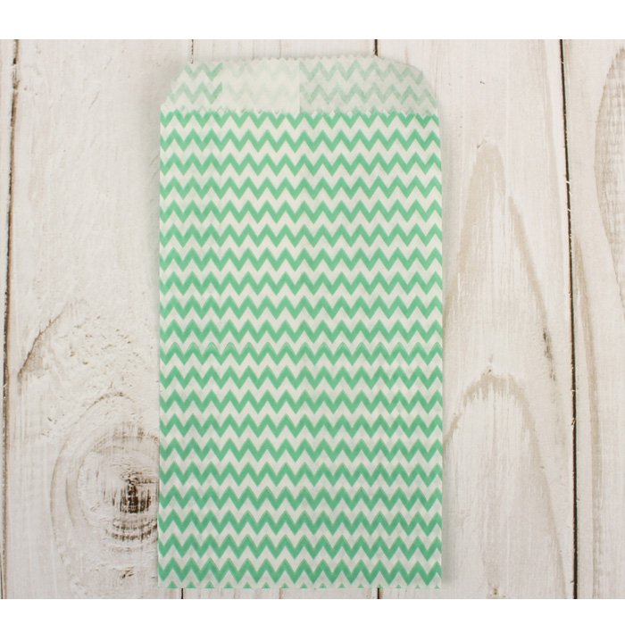 Бумажный пакет 8 х 15 см "Зигзаг" , цвет бирюзовый