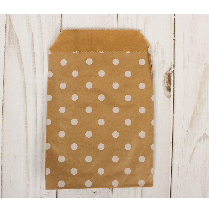Бумажный пакет 10 х 13 см "Горошек" , цвет крафт