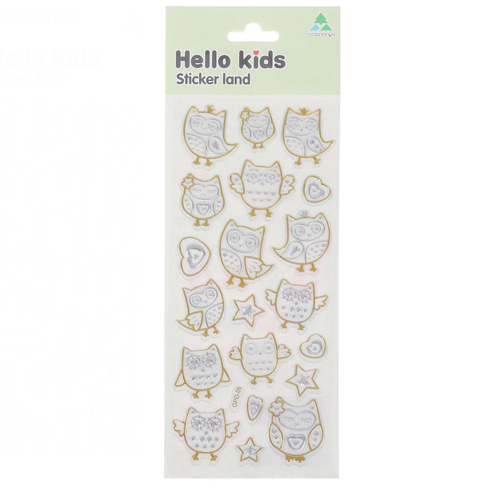 Наклейки с золотой обводкой "Совы"