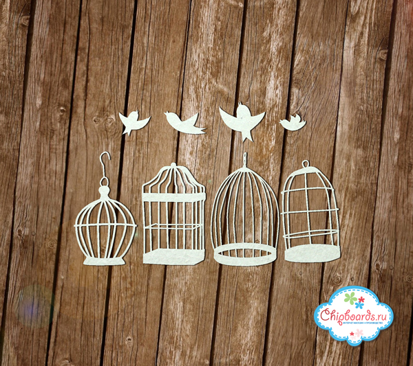 Чипборд Chipboards "Винтажные клетки с птичками"