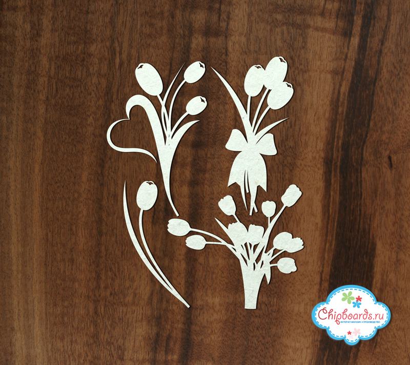 Чипборд Chipboards " Букет тюльпанов - 4шт"