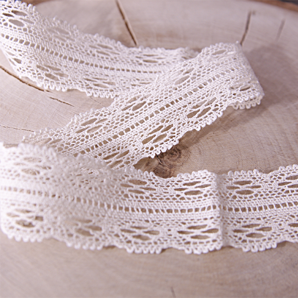 Кружево вязаное тонкое 25 мм, цвет кремовый