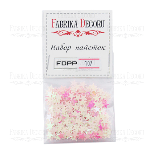 Пайетки-звёздочки 6 мм Фабрика Декору, цвет розовый