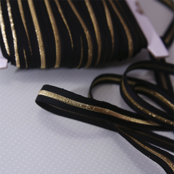 Резинка для блокнота 10мм "Чёрный с золотой полосой"