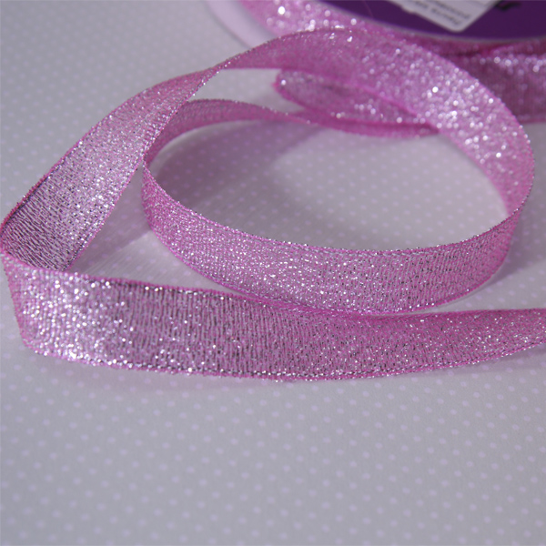 Лента металлизированная 12 мм, цвет розовый