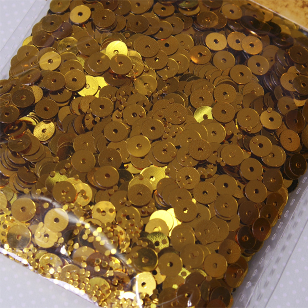 Пайетки плоские 6 мм, 50 грамм, цвет золотой