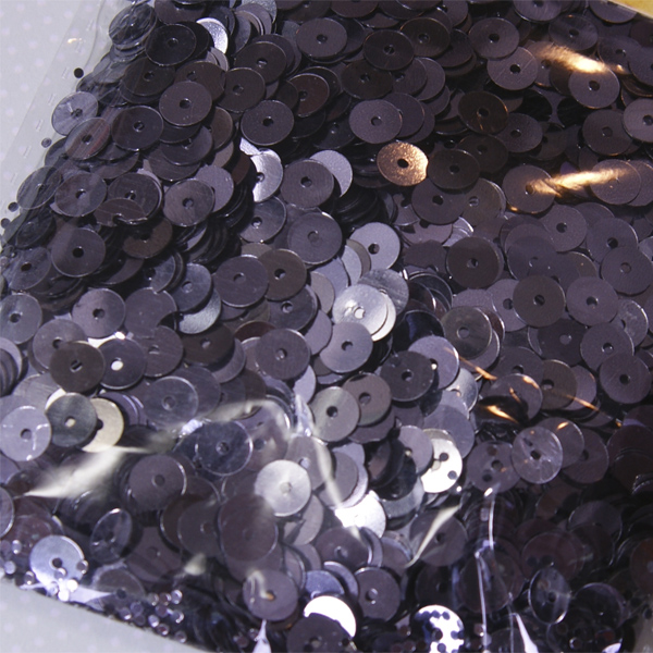 Пайетки плоские 6 мм, 50 грамм, цвет чёрный