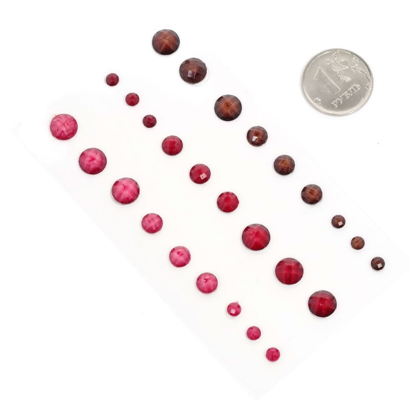 Набор гранёных камушков , бордовый