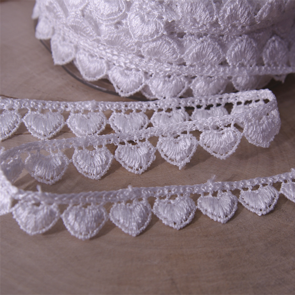 Кружево гипюрное 15 мм "Сердечки" , цвет белый (721389)