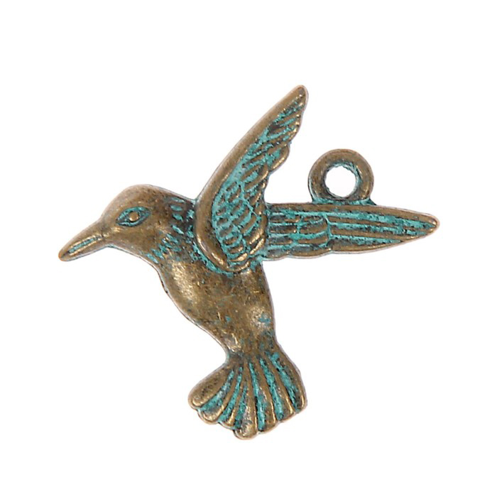 Подвеска металлическая "Колибри", цвет бронза с патиной (674)