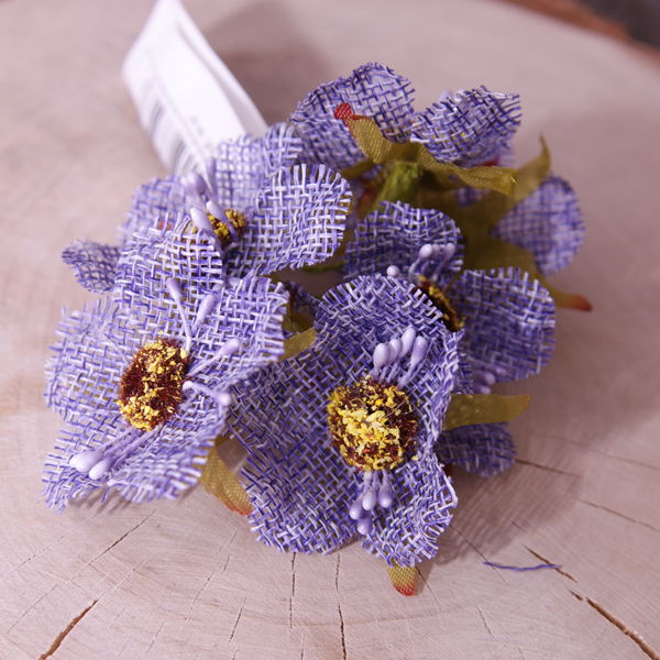 Букет цветов из джутовой ткани, цвет сиреневый