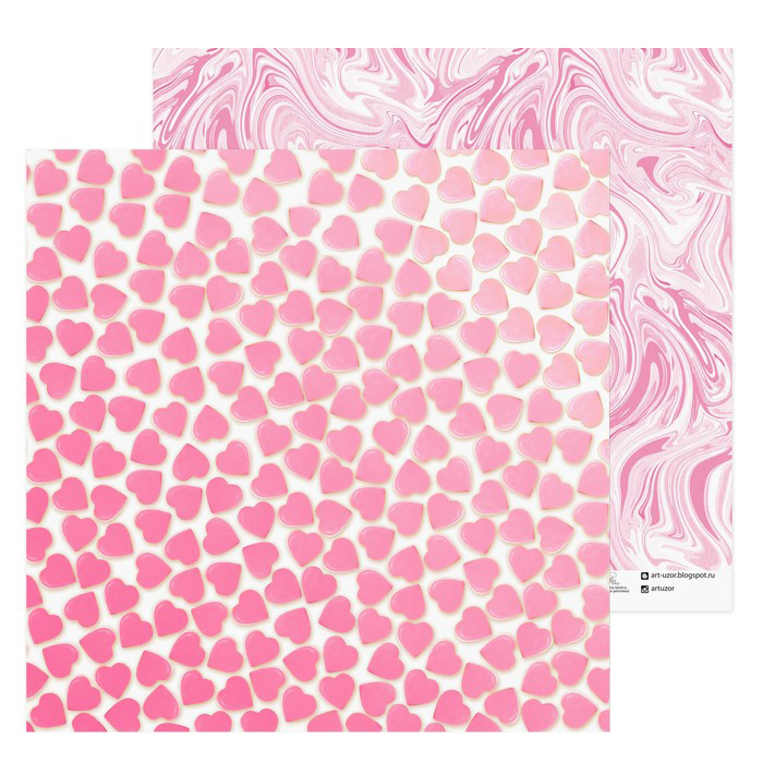 Бумага для скрапбукинга АртУзор "Розовые сердечки" (ART542)