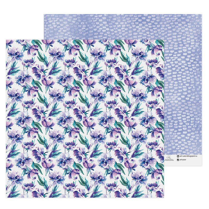 Бумага для скрапбукинга АртУзор "Фиолетовые цветы" (ART545)