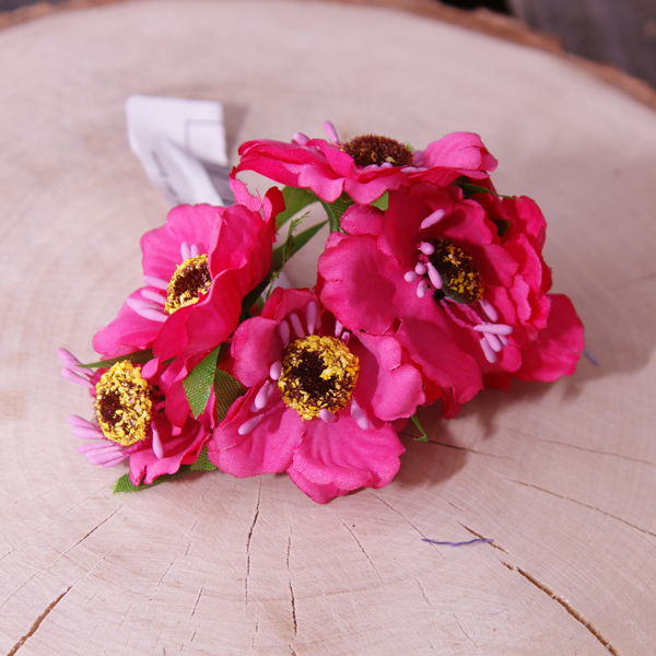 Букет тканевых бегоний, цвет фуксия