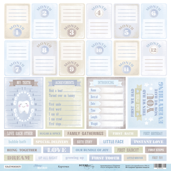 Бумага Scrapмир "Mommy's Hero", Карточки (ENG) (SM332-1)