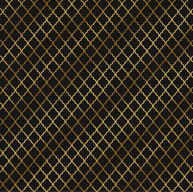 Бумага для скрапбукинга АртУзор с фольгированием "Вензеля" марокканская решётка на чёрном (ART579)