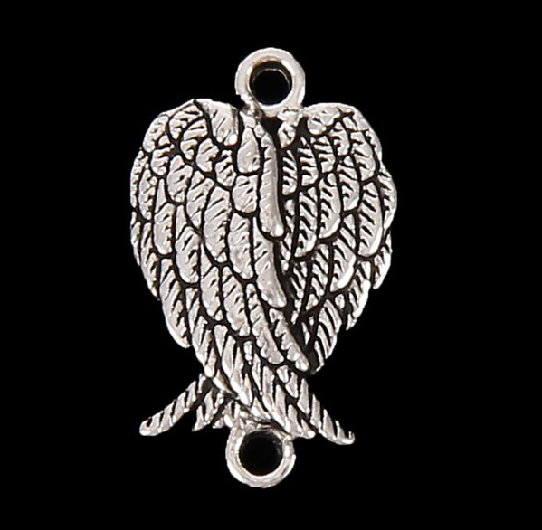 Подвеска металлическая "Крылья ангела", цвет серебряный (677)