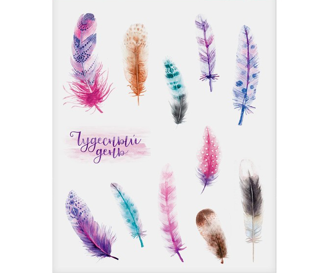 Наклейки бумажные Артузор "Перышки"