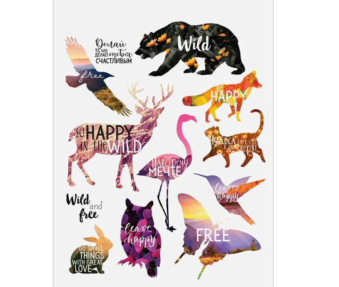 Наклейка Артузор "Wild and free" 14 х 21 см