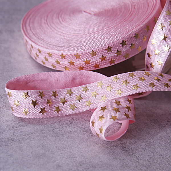Резинка для блокнотов "Звёздочки", золотые на розовом