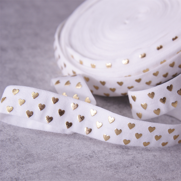 Резинка для блокнотов "Сердечки", золотые на белом