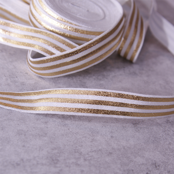 Резинка для блокнотов "Полоски", золотые на белом