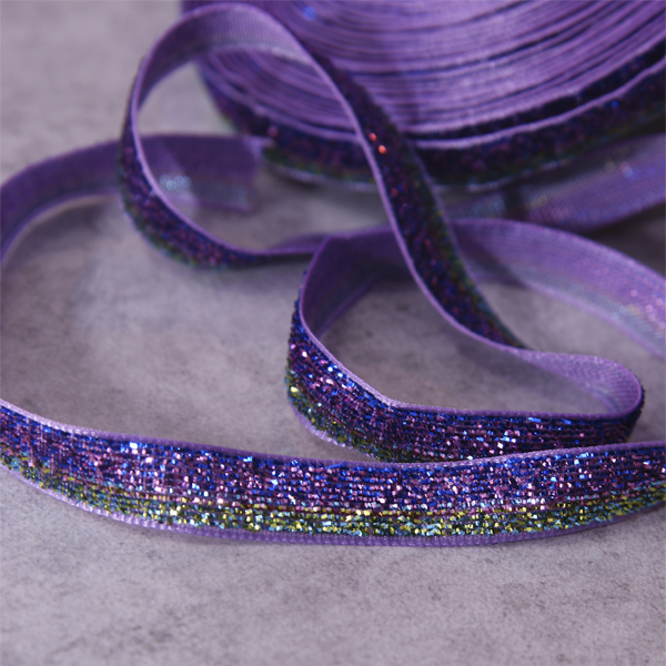 Тесьма с блёстками 10 мм, цвет фиолетово-зеленый