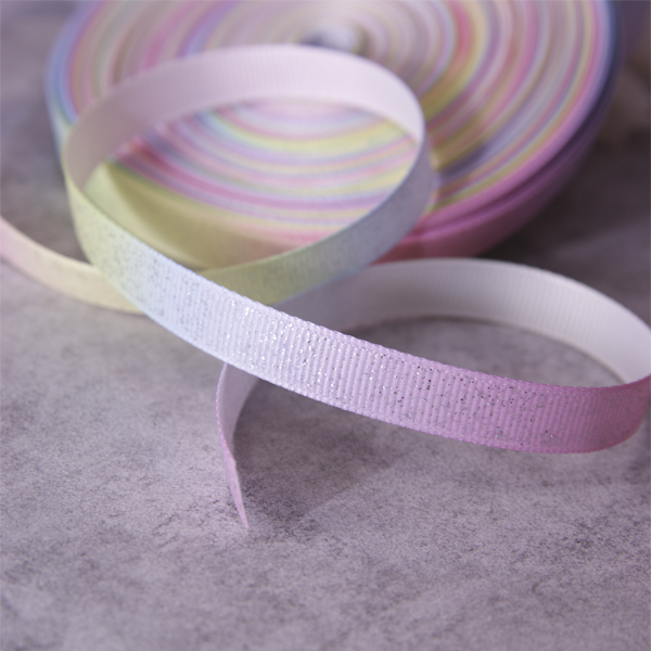 Лента репсовая с блёстками 10 мм, цвет единорог