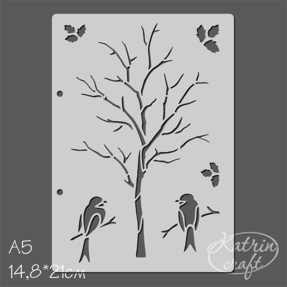 Трафарет Katrin craft А5 "Дерево с птицами"