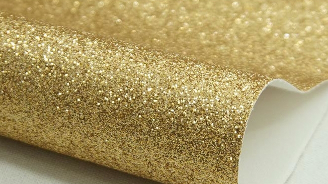 Ткань с глиттером 35 х 48 см , цвет золотой