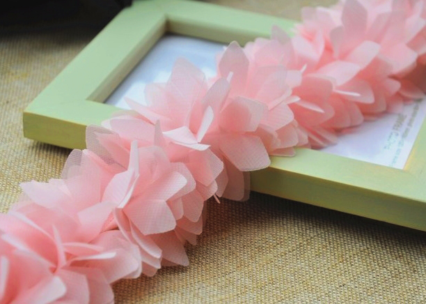 Лента шифоновая "Лепестки 3 см", цвет розовый