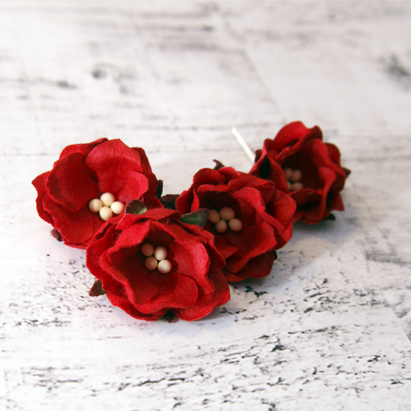 Цветок жасмина 3 см, 1 шт, цвет красный