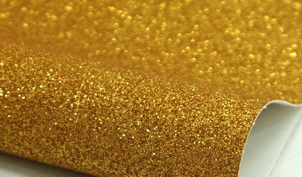 Ткань с глиттером 35 х 50 см , цвет яркий золотой