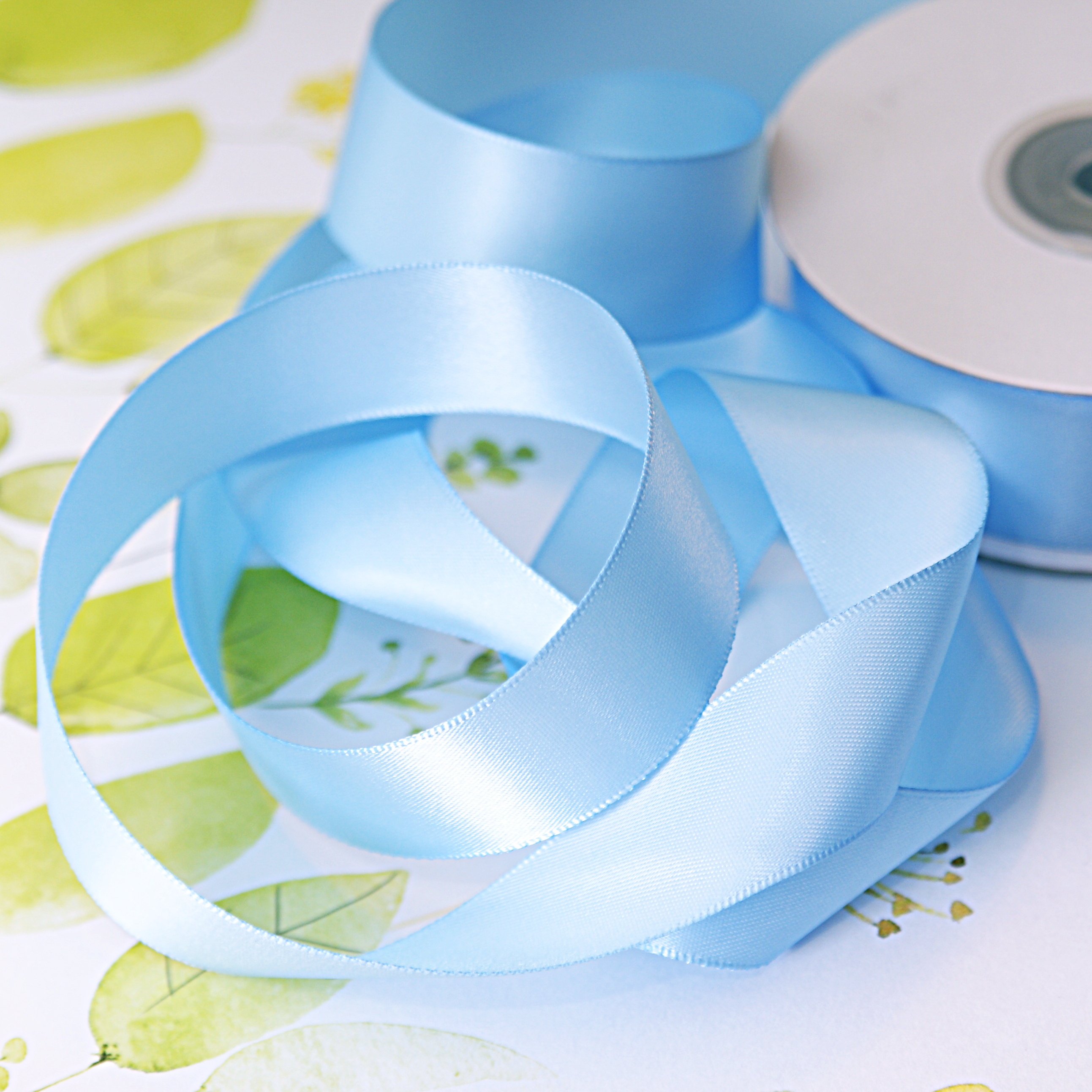 Лента сатиновая 2,5 см. Цвет голубой