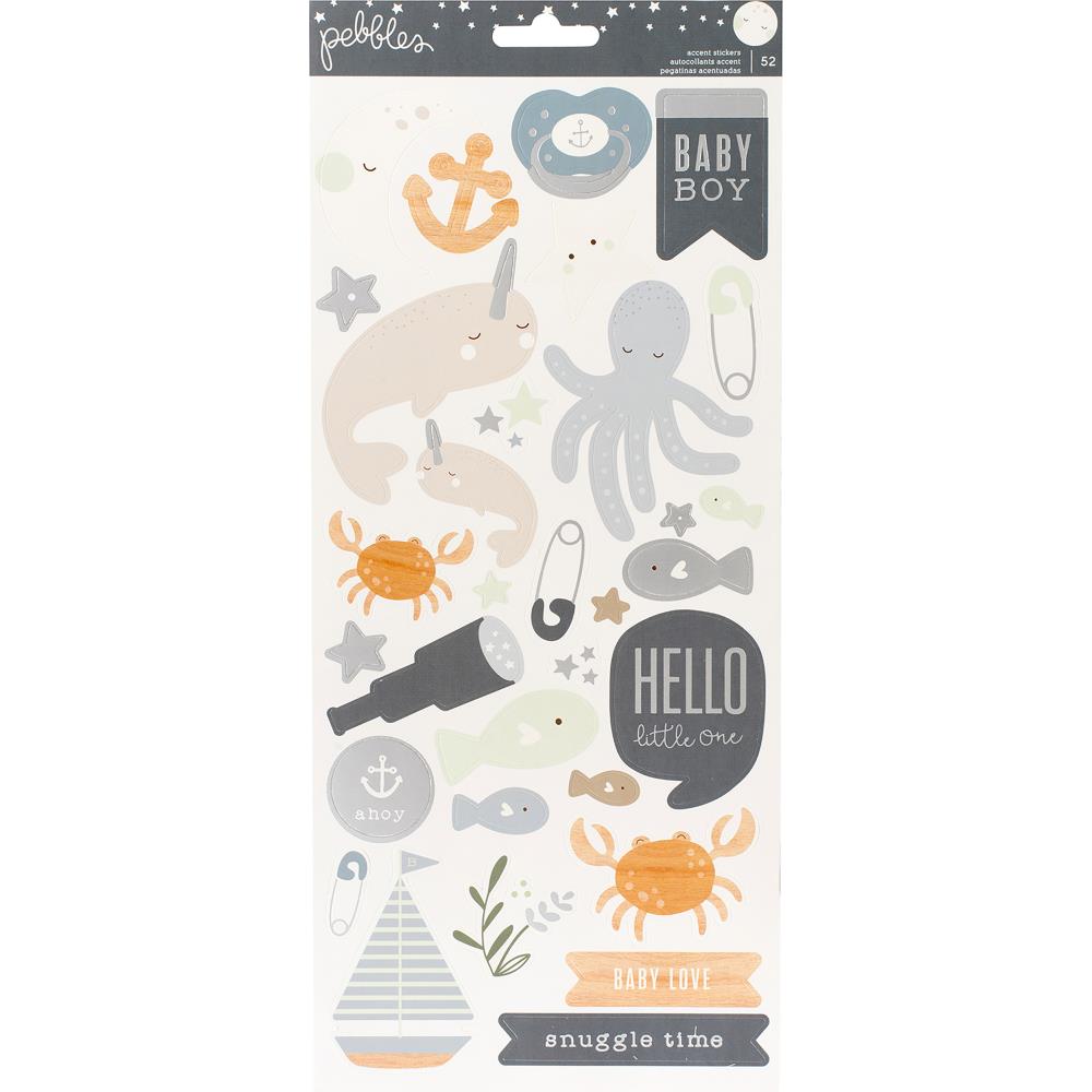 Наклейки Pebbles "Night Night Baby Boy" 15 х 30 см