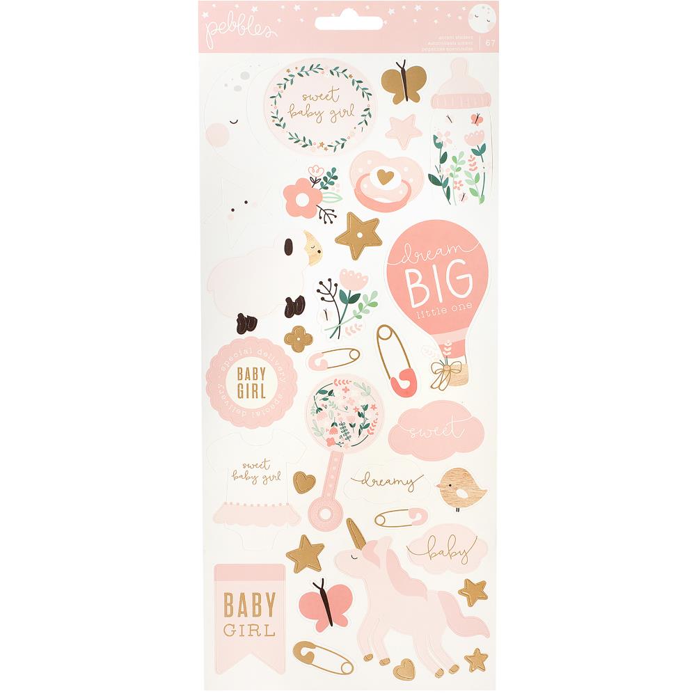 Наклейки Pebbles "Night Night Baby Girll" 15 х 30 см