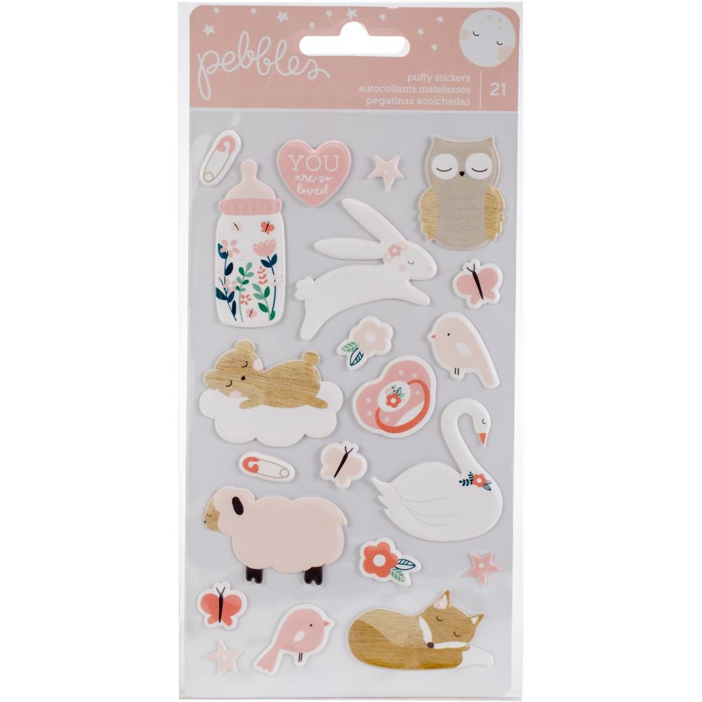 "Пухлые" Puffy наклейки Pebbles "Night Night Baby Girl"