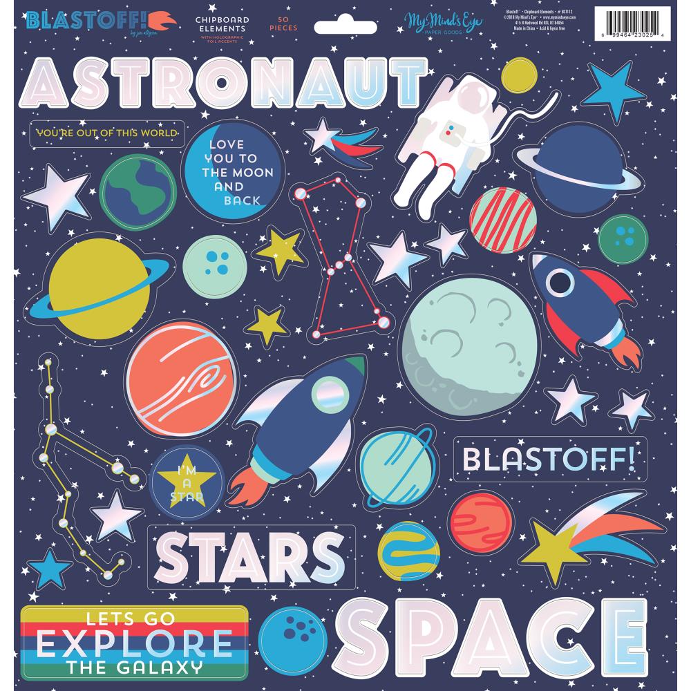 Чипборд My Minds Eye "Blastoff", 30 х 30 см