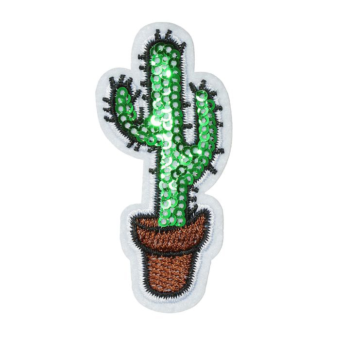 Термоаппликация "Кактус" с пайетками