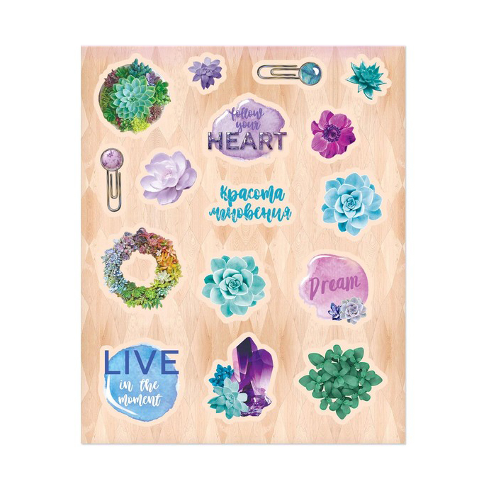 Наклейки бумажные Артузор "Follow your heart", суккуленты