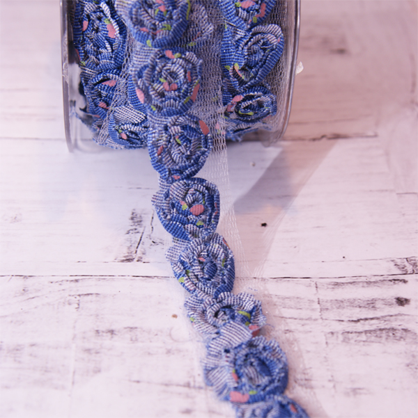 Тесьма "Розочки" 2 см, цвет джинса