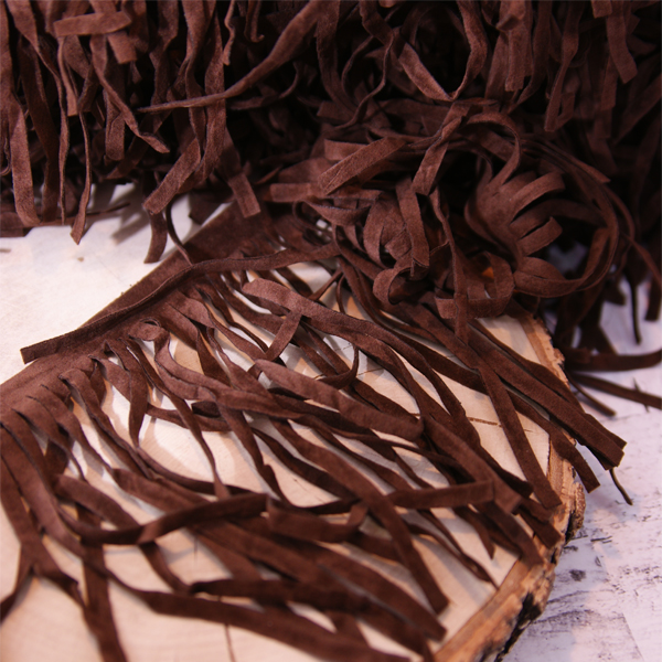 Бахрома замшевая 15 см, цвет коричневый