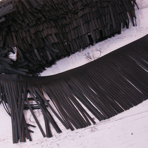 Бахрома кожзам 10 см, цвет чёрный